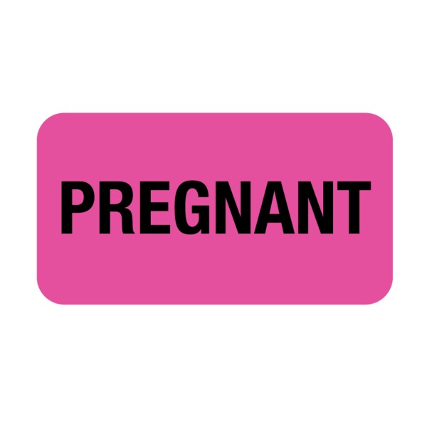 Nevs Label, Pregnant 7/8" x 1-5/8" Flr Pink w/Black VW-0021 - main